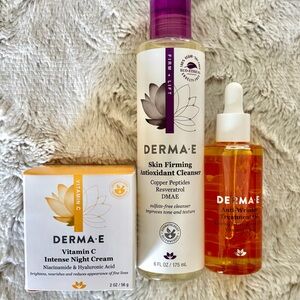 Derma E 3 Set Anti-Wrinkle Oil, Firming Cleanser & Vitamin C Night Cream Trio